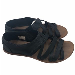 Sorel Lake Shoe Black Leather Strappy Sandals 8.5